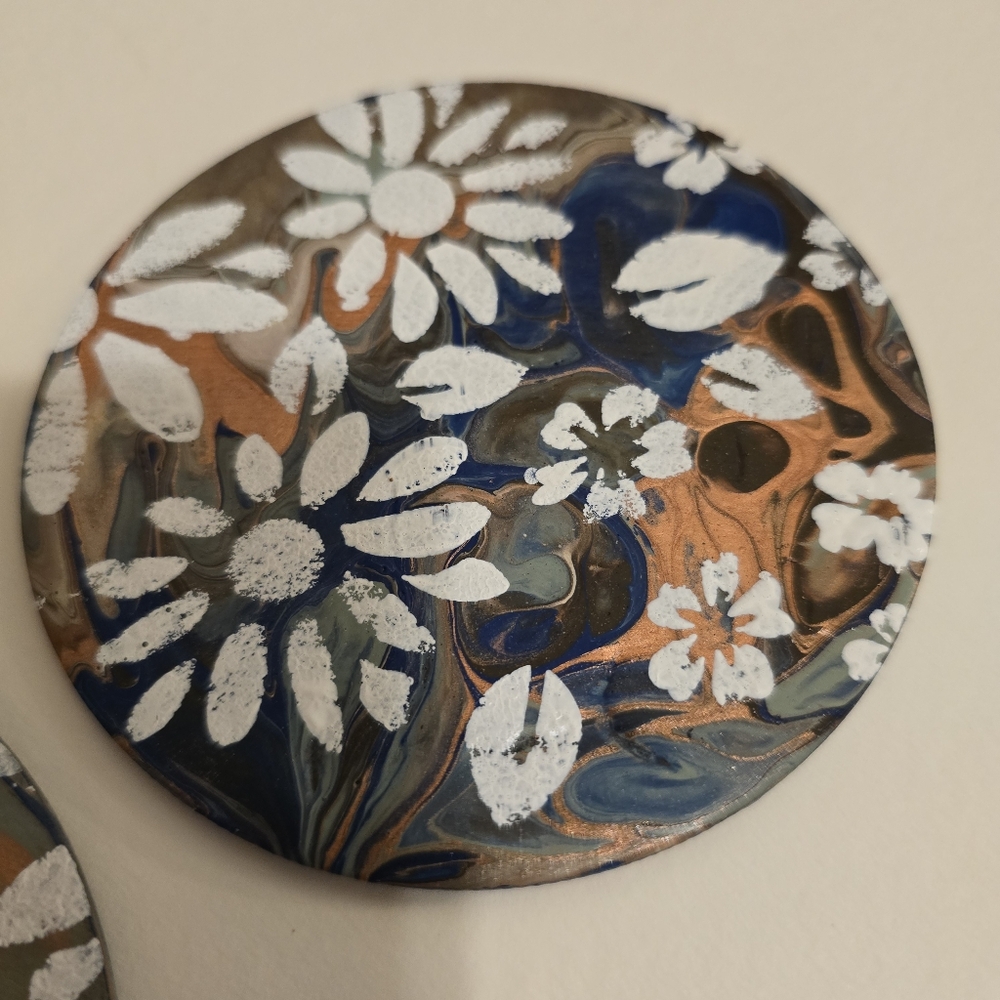 5 HANDCRAFTED Wood Floral Beach Coasters HANDMADE & HANDPAINTED Table Art Decor - Picture 13 of 13